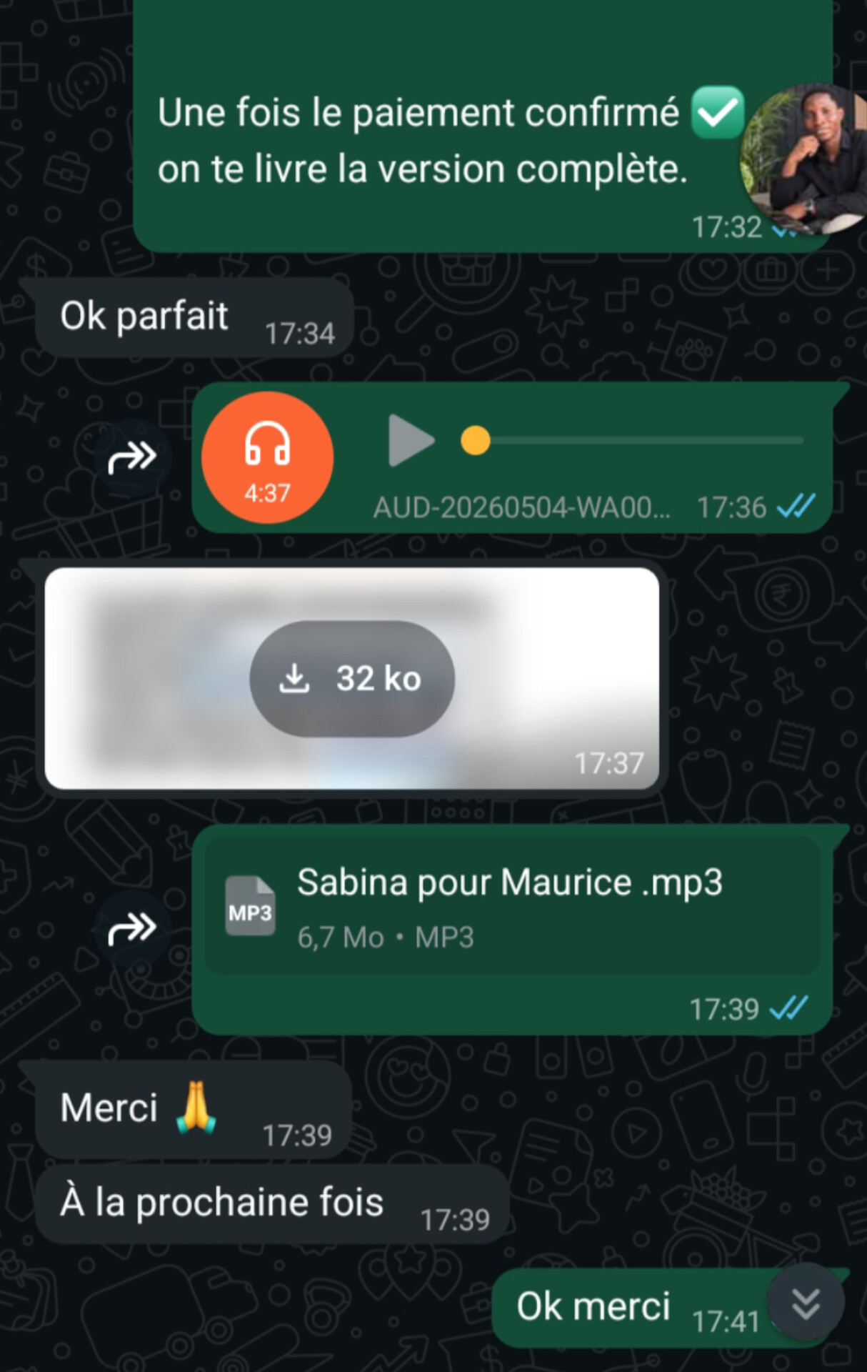 Avis client WhatsApp 3
